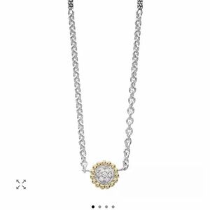 LAGOS 18K Gold and Diamond Caviar Pendant Necklace, 16"